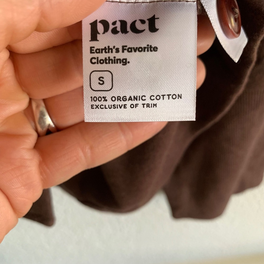 Pact Womens Brown‎ Organic Cotton Blazer Cardigan Sweater Size S Notched Lapel - Picture 5 of 5